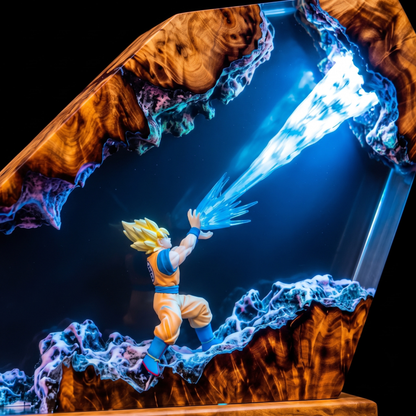 Anime Warrior Resin Lamp – Super Saiyan Energy Blast Epoxy Light
