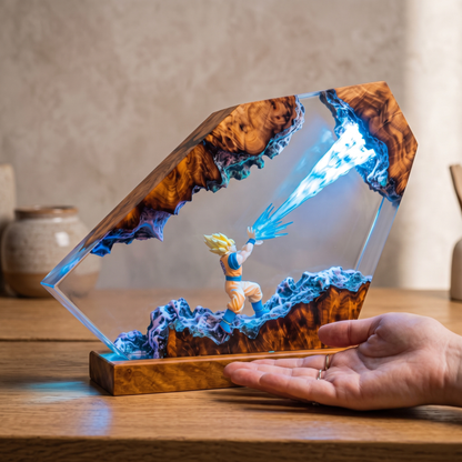 Anime Warrior Resin Lamp – Super Saiyan Energy Blast Epoxy Light