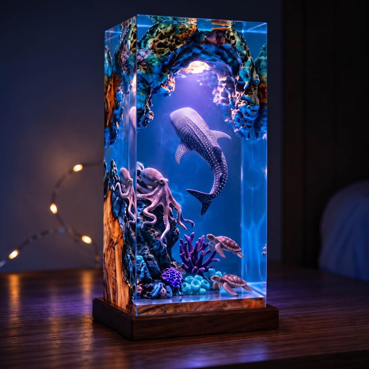 Whale Shark and Octopus Ocean Resin Lamp
