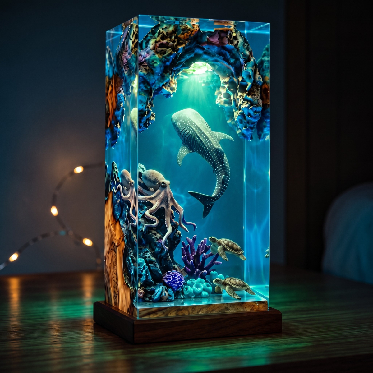 Whale Shark and Octopus Ocean Resin Lamp