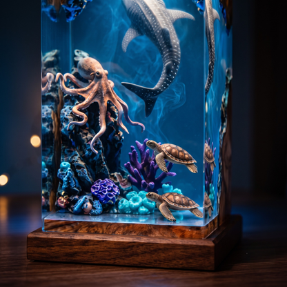 Whale Shark and Octopus Ocean Resin Lamp