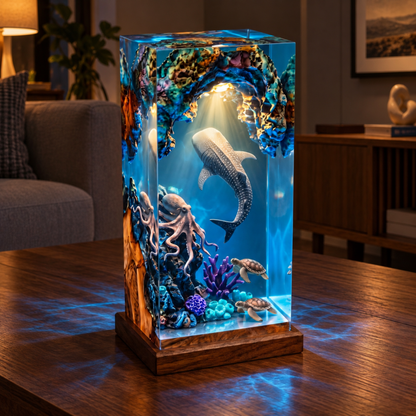 Whale Shark and Octopus Ocean Resin Lamp