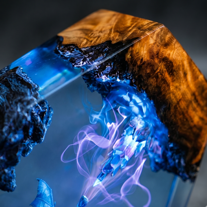 Arcane Blue Dragon Resin Lamp, Color-Changing LED Fantasy Night Light