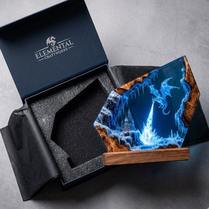 Ice Dragon Kingdom Resin Lamp – Handmade Fantasy Night Light & Gaming Room Decor