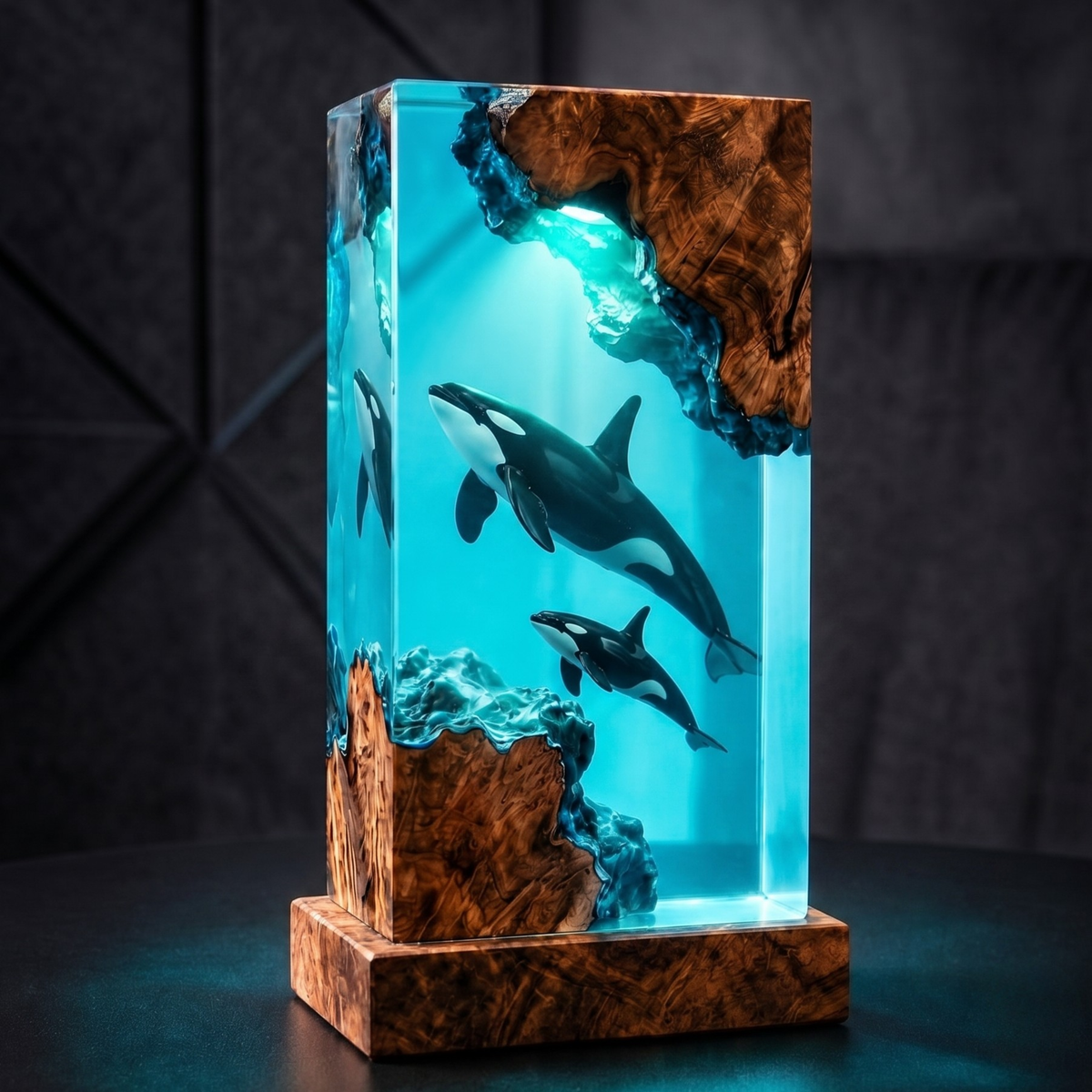 Killer Whale Resin Lamp - Orca Family Night Light