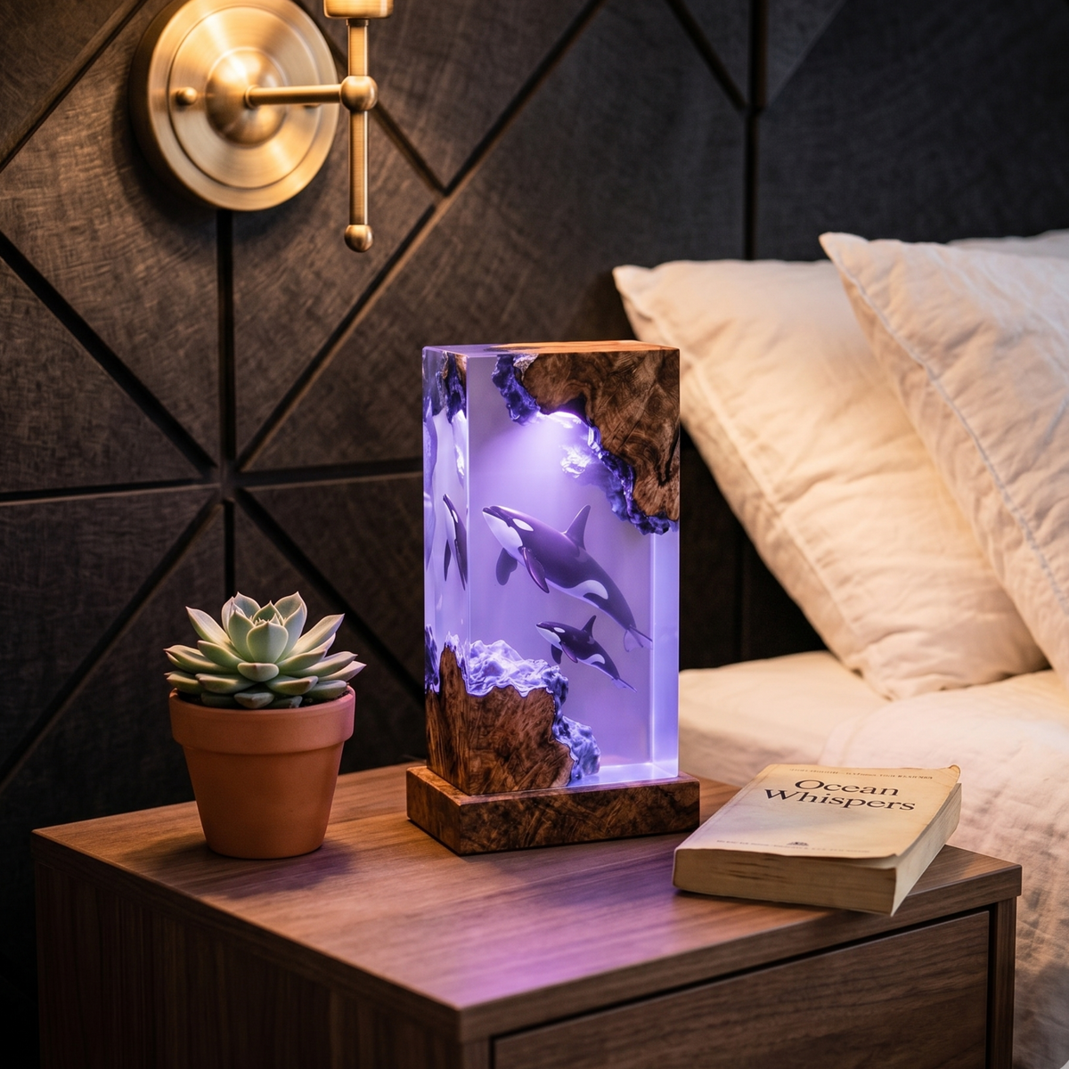 Killer Whale Resin Lamp - Orca Family Night Light