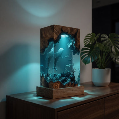 Whale Shark Resin Lamp – Handmade Ocean Night Light, Luxury Coastal Decor & Unique Gift
