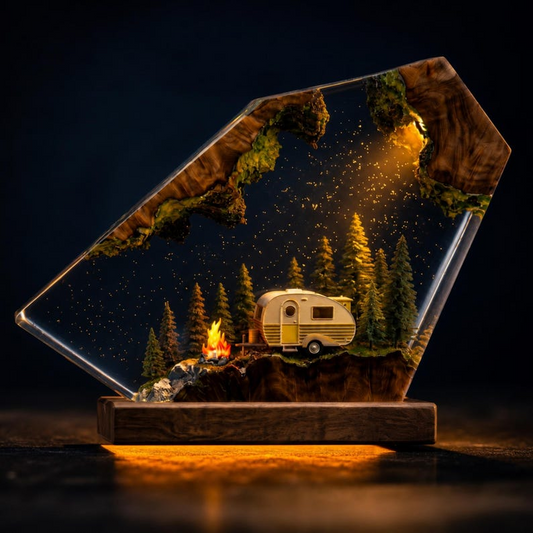 Camping Resin Lamp, Camper Trailer Night Light