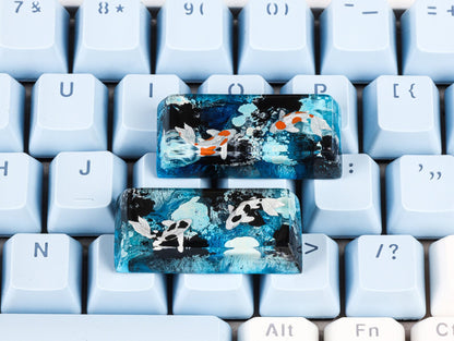 Blue Koi Fish SA Profile Keycap, Handmade Artisan Keycap, Custom Resin Cherry MX Keycaps
