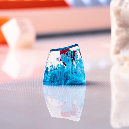 Blue Betta Fish Artisan Keycap, Handmade Resin SA Profile Keycap for Custom Mechanical Keyboard Setup