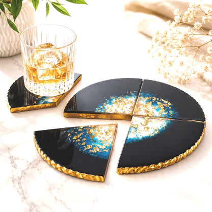 Handmade Epoxy Resin Coasters, Unique Drink Coaster Set, Elegant Home Decor, Tea Coffee Table