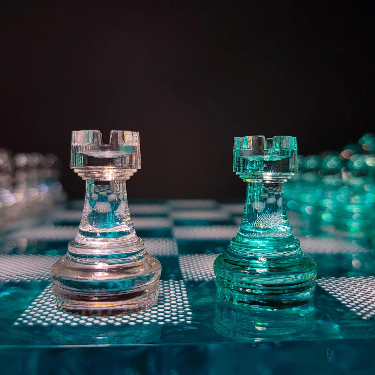 Iceberg Ocean Resin Chess Set – Handmade Frozen Wave Epoxy Chess Board Art Game Design