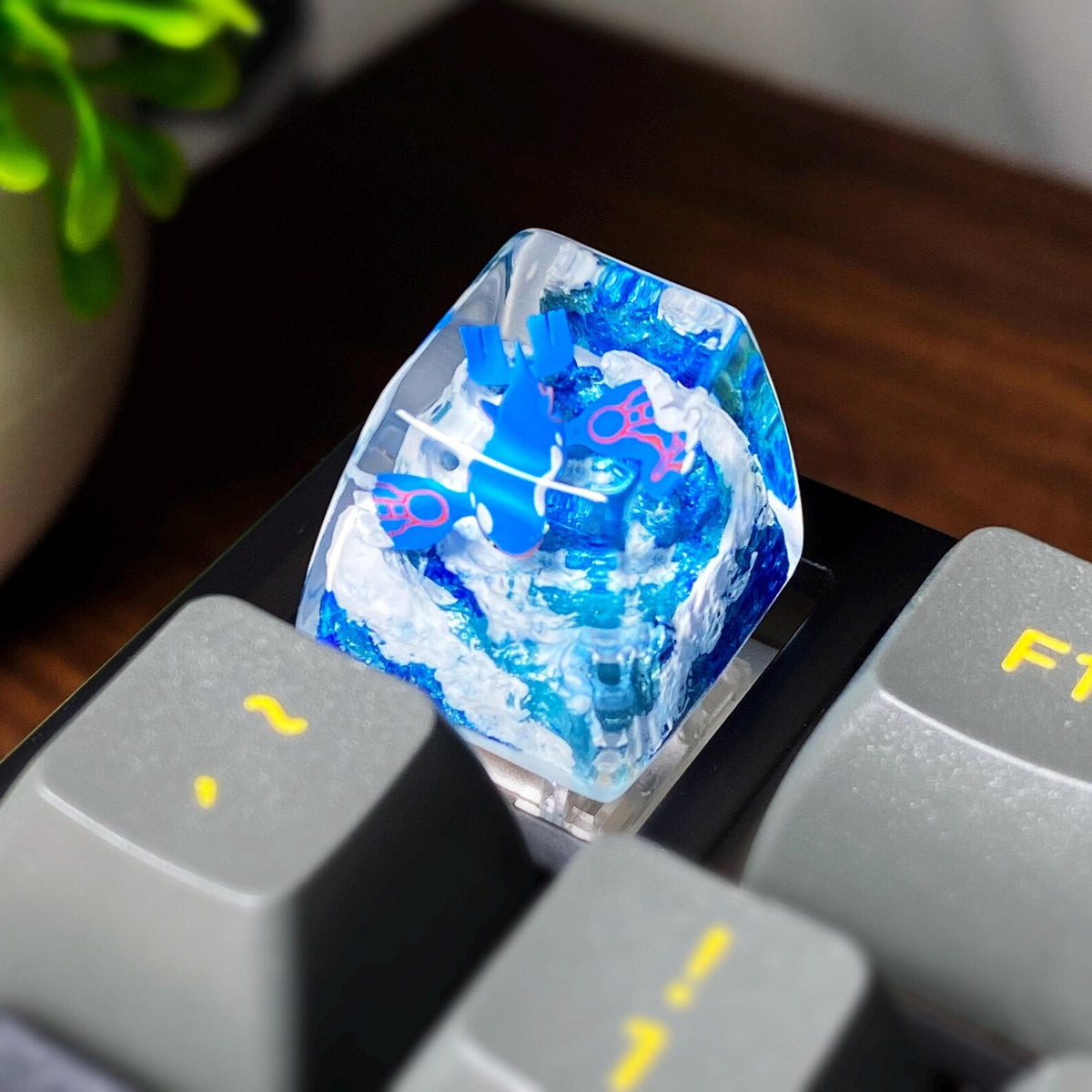 Kyo Surfing Ocean Waves Resin Keycap, Legendary Water Character Artisan Keycap for Mechanical Keyboard