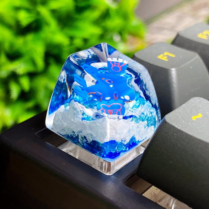 Kyo Surfing Ocean Waves Resin Keycap, Legendary Water Character Artisan Keycap for Mechanical Keyboard
