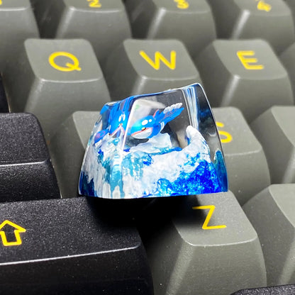 Kyo Surfing Ocean Waves Resin Keycap, Legendary Water Character Artisan Keycap for Mechanical Keyboard