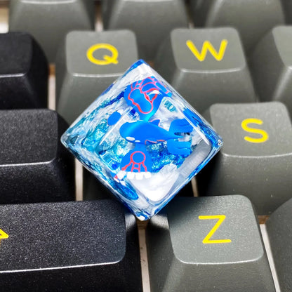 Kyo Surfing Ocean Waves Resin Keycap, Legendary Water Character Artisan Keycap for Mechanical Keyboard