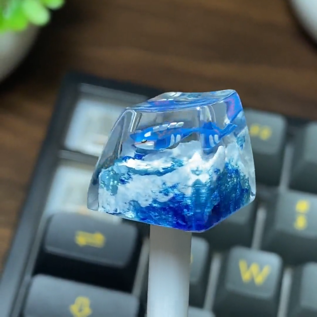Kyo Surfing Ocean Waves Resin Keycap, Legendary Water Character Artisan Keycap for Mechanical Keyboard